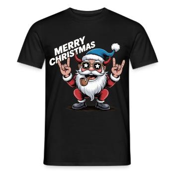 Chemise Weihnachts – Rock Santa Joyeux Noël - T-shirt homme - noir - Devant - AI Model Male 178 light (178cm)