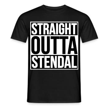 Straight Outta Stendal - Men's T-Shirt - black - Front - AI Model Male 178 light (178cm)