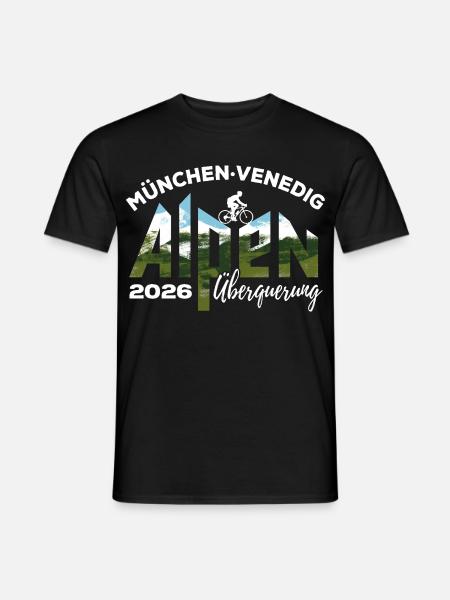 Alpenüberquerung 2026 München Venedig, Fahrrad - Männer T-Shirt - Schwarz