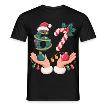 6 7 Weihnachts Shirt für Festtage mit Zuckerstange - Männer T-Shirt - Schwarz - Vorne - AI Model Male 178 light (178cm)