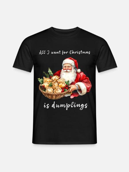 Der Weihnachtsmann mit einem Teller Knödel. Aquarell-Stil. - Männer T-Shirt - Schwarz