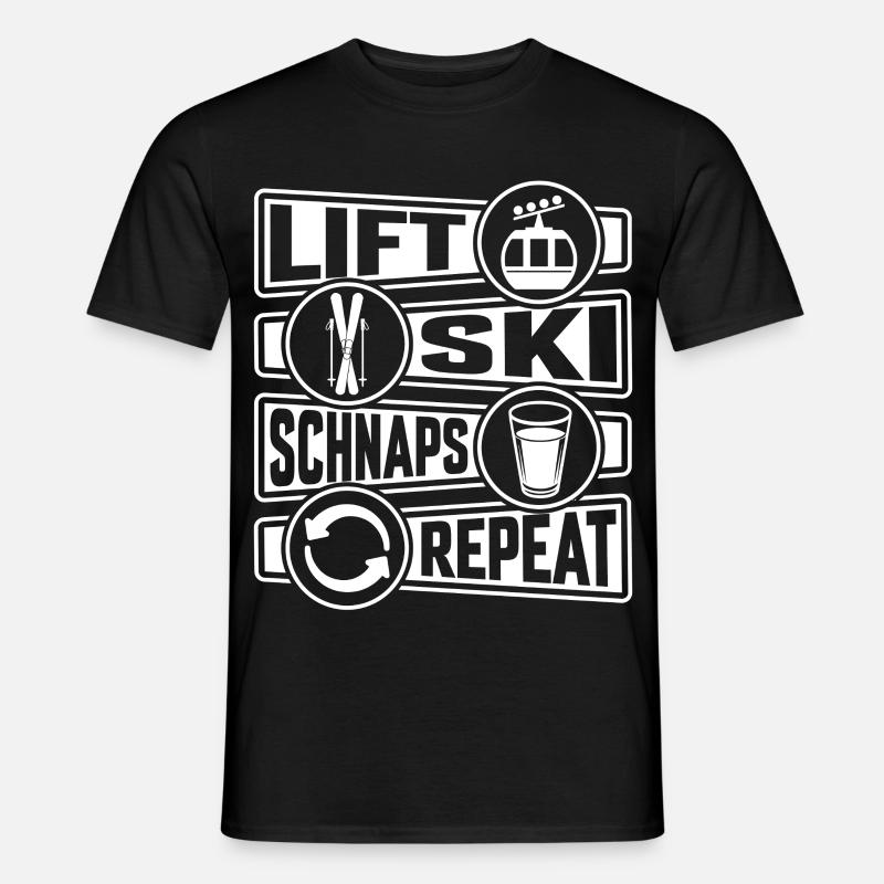 Lift Ski Schnaps Repeat Apres Ski - Männer T-Shirt - Schwarz