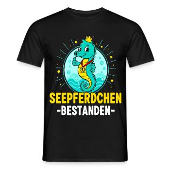 Hippocampe réussi cours de natation enfant - T-shirt homme - noir - Devant - AI Model Male 178 light (178cm)