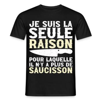 Le Saucisson c'est La Vie - Humor Apéro Cadeau - Männer T-Shirt - Schwarz - Vorne - AI Model Male 178 light (178cm)