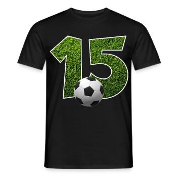 NR. 15 NUMMER 15 FUßBALL 15. GEBURTSTAG - Männer T-Shirt - Schwarz - Vorne - AI Model Male 178 light (178cm)