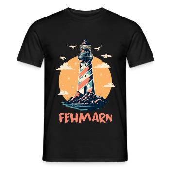 Baltic Sea Holiday FEHMARN Lighthouse Fun - Men's T-Shirt - black - Front - AI Model Male 178 light (178cm)