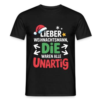 Naughty Santa Claus Saying - Men's T-Shirt - black - Front - AI Model Male 178 light (178cm)