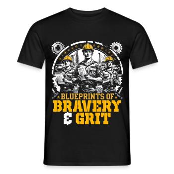 Mécanique militaire Bravoure et courage - T-shirt homme - noir - Devant - AI Model Male 178 light (178cm)