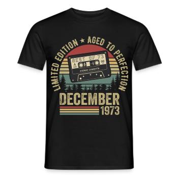 December 1973 - Anniversary December 1973 - Men's T-Shirt - black - Front - AI Model Male 178 light (178cm)