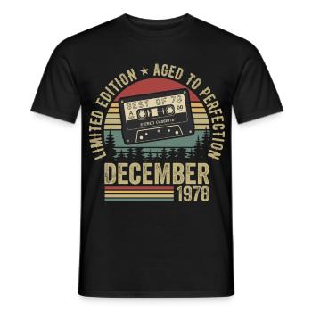 December 1978 - Anniversary December 1978 - Men's T-Shirt - black - Front - AI Model Male 178 light (178cm)