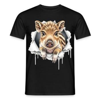 Lustiges Ferkel Riss - Süßes Schweinchen Geschenk - Männer T-Shirt - Schwarz - Vorne - AI Model Male 178 light (178cm)