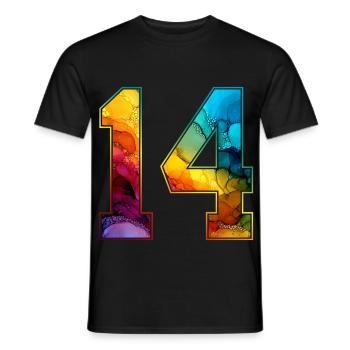 NR. 14 NUMMER 14 COLLEGE 14. GEBURTSTAG - Männer T-Shirt - Schwarz - Vorne - AI Model Male 178 light (178cm)