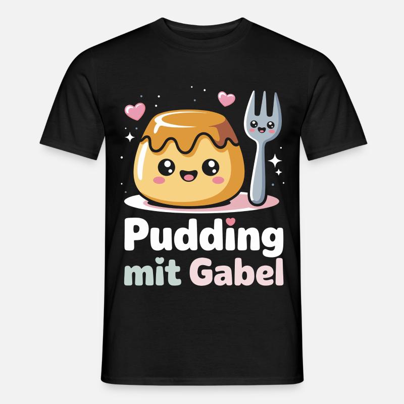 Pudding with fork - Men's T-Shirt - black