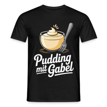 Pudding Mit Gabel - Männer T-Shirt - Schwarz - Vorne - AI Model Male 178 light (178cm)