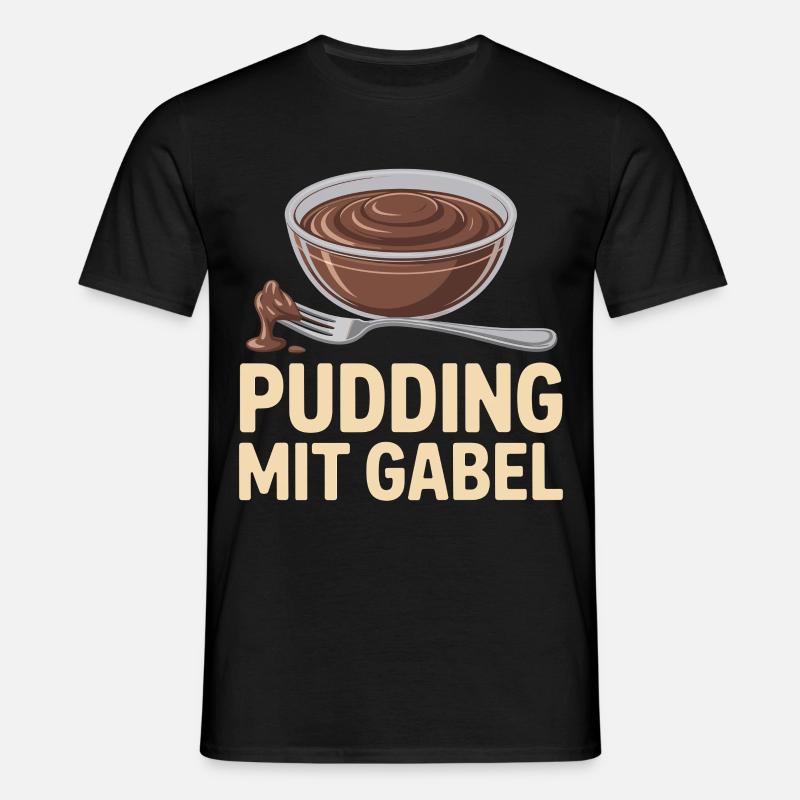 Pudding with fork - Men's T-Shirt - black