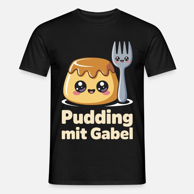 Pudding Mit Gabel - Männer T-Shirt - Schwarz