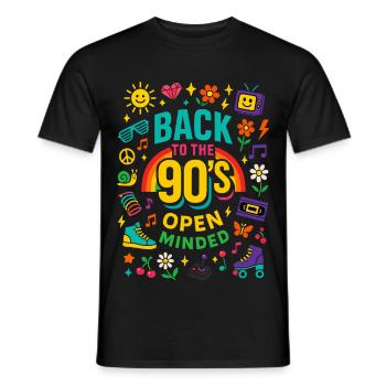 Back To The 90's Open Minded Nostalgia Vibes - Men's T-Shirt - black - Front - AI Model Male 178 light (178cm)