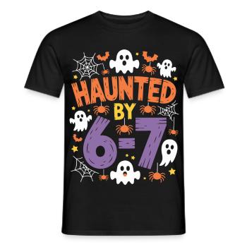 Verfolgt von 6-7 Halloween Mathe-Wortspiel Design - Männer T-Shirt - Schwarz - Vorne - AI Model Male 178 light (178cm)