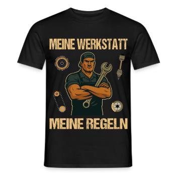 My Workshop – My Rules Mechanic Shirt - Men's T-Shirt - black - Front - AI Model Male 178 light (178cm)