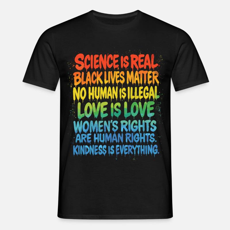 Regenbogen Statement – Human Rights Pride - Männer T-Shirt - Schwarz