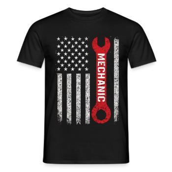 US Flag Mechanic Key Vintage Look - Men's T-Shirt - black - Front - AI Model Male 178 light (178cm)