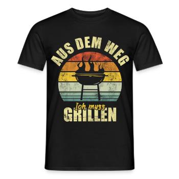 Grilling BBQ Griller Grillmeister Funny Saying - Men's T-Shirt - black - Front - AI Model Male 178 light (178cm)