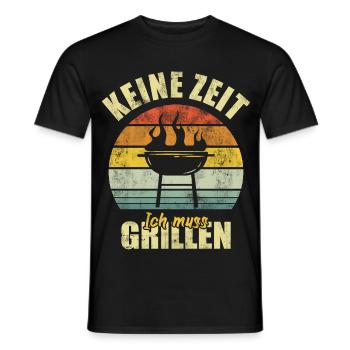 Grilling BBQ Grill Grillmeister Funny Saying - Men's T-Shirt - black - Front - AI Model Male 178 light (178cm)