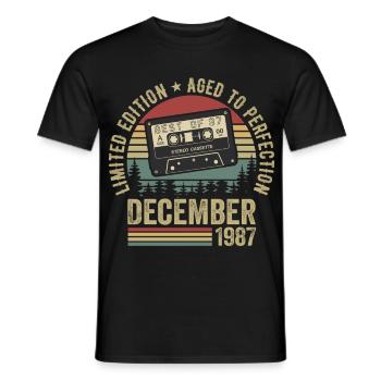 Dezember 1987 - Jahrestag Dezember 1987 - Männer T-Shirt - Schwarz - Vorne - AI Model Male 178 light (178cm)