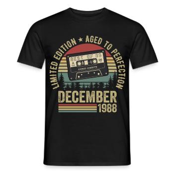 Décembre 1988 - Anniversaire Décembre 1988 - T-shirt homme - noir - Devant - AI Model Male 178 light (178cm)