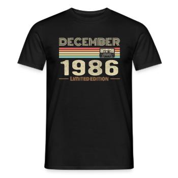 December 1986 Birthday December 1986 December - Men's T-Shirt - black - Front - AI Model Male 178 light (178cm)