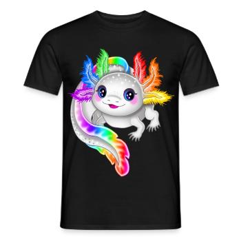 Rainbow colorful axolotl - Men's T-Shirt - black - Front - AI Model Male 178 light (178cm)