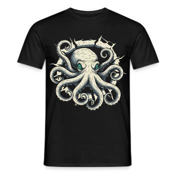 Pieuvre sortant de la fissure - tentacule de pieuvre - T-shirt homme - noir - Devant - AI Model Male 178 light (178cm)