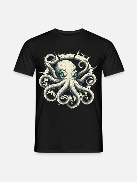 Octopus peeking out of crack - octopus tentacle - Men's T-Shirt - black