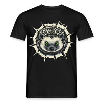 Süßer Igel guckt aus Riss - Lustiges Geschenk - Männer T-Shirt - Schwarz - Vorne - AI Model Male 178 light (178cm)