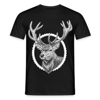 Deer Peeks Out of Crack - Forest Hunter Gift - Men's T-Shirt - black - Front - AI Model Male 178 light (178cm)