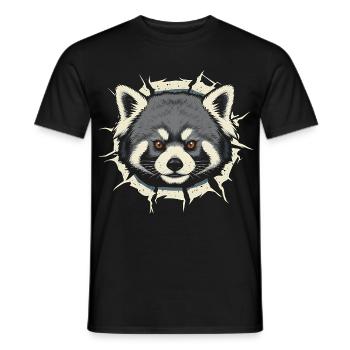 Cute Red Panda Peeking Out Crack - Men's T-Shirt - black - Front - AI Model Male 178 light (178cm)