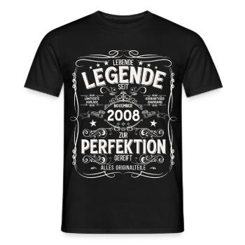 18th Birthday Legend November Vintage 2008 - Men's T-Shirt - black - Front - AI Model Male 178 light (178cm)