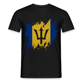 Barbados-Flagge, Ripp-Style - Männer T-Shirt - Schwarz - Vorne - AI Model Male 178 light (178cm)