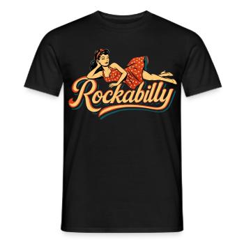Rockabilly Woman 50s Reclining Petticoat Gift - Men's T-Shirt - black - Front - AI Model Male 178 light (178cm)