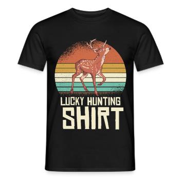 Hirsch Retro Sonnenuntergang Shirt - Männer T-Shirt - Schwarz - Vorne - AI Model Male 178 light (178cm)