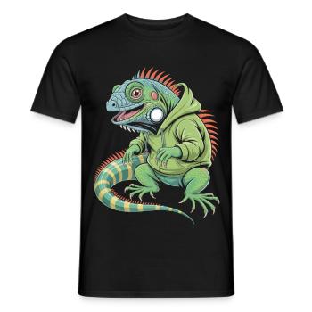 Iguane cool avec sweat à capuche - T-shirt homme - noir - Devant - AI Model Male 178 light (178cm)