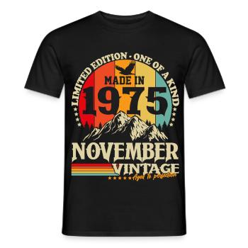 Vintage November 1975 Vintage Retro Birthday - Men's T-Shirt - black - Front - AI Model Male 178 light (178cm)