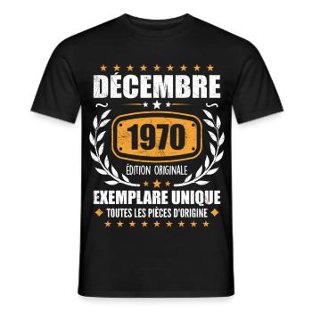 Décembre 1970 Anniversaire - Nées En Décembre 1970 - T-shirt homme - noir - Devant - AI Model Male 178 light (178cm)