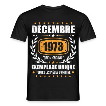 December 1973 Birthday - Born In December 1973 - Men's T-Shirt - black - Front - AI Model Male 178 light (178cm)