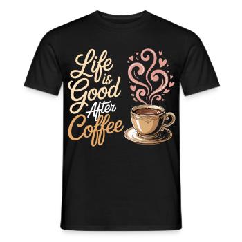 Coffee Lover Shirt with Saying for Morning Grouches - Men's T-Shirt - black - Front - AI Model Male 178 light (178cm)