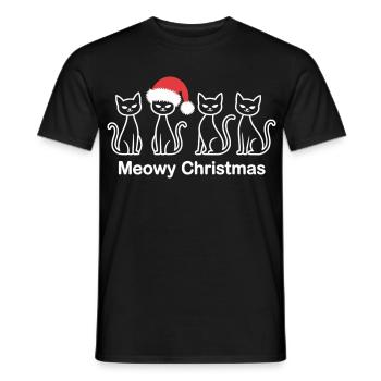 Meowy Christmas Süßes Weihnachtsshirt mit Katzen - Männer T-Shirt - Schwarz - Vorne - AI Model Male 178 light (178cm)