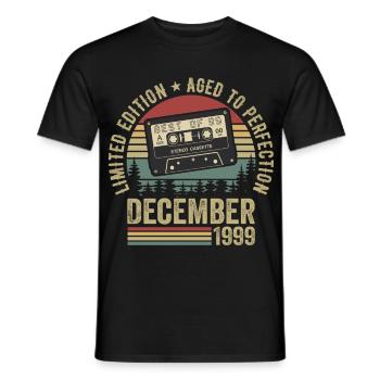 Décembre 1999 - Anniversaire Décembre 1999 - T-shirt homme - noir - Devant - AI Model Male 178 light (178cm)
