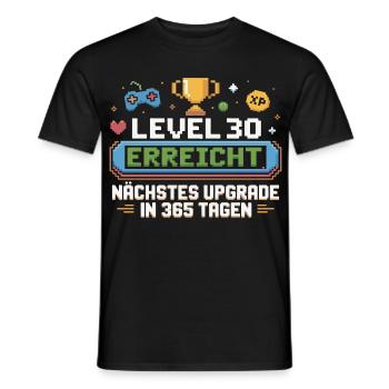 Level 30 Erreicht – Nächstes Upgrade in 365 Tagen - Männer T-Shirt - Schwarz - Vorne - AI Model Male 178 light (178cm)