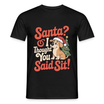 Lustiger Weihnachtshund - Männer T-Shirt - Schwarz - Vorne - AI Model Male 178 light (178cm)