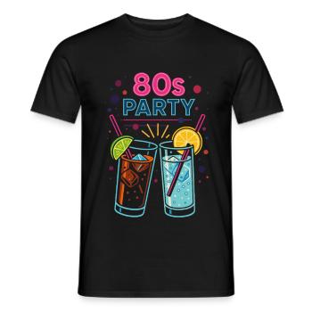Boissons au néon de fête des années 80 - T-shirt homme - noir - Devant - AI Model Male 178 light (178cm)